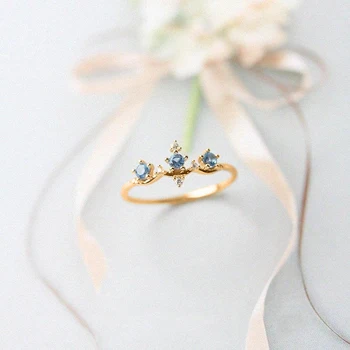 Novi originalni dizajner zanat crown plavi dijamant plemenito prsten klasicni luksuzni sija šarm ženski srebrni nakit