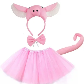 Žene Djevojka Pink Pig Povez Za Glavu Suknja Svežanj Vezati Rep Djeca Dječji Kostim Za Zabavu U Čast Rođendana Dar Rekvizite Cosplay Halloween Božić