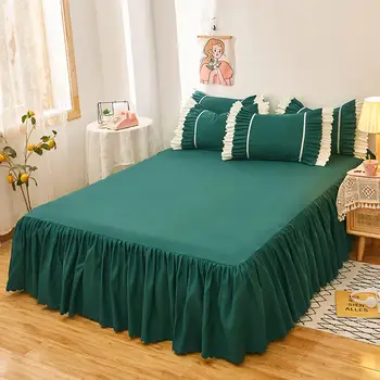 Bonenjoy 1 kom. Monotono obojena suknja za krevet s fleksibilnim zelenu uniformu plahti/plahte veličine 