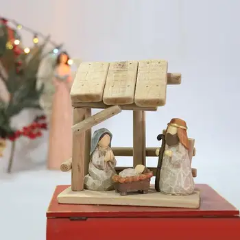 Božićni Jaslica Postavlja Drveni Kalendar Isusa Obrt Ukras Stolne Dekoracije Božićno Svečanost Katolički Mini-Figurice