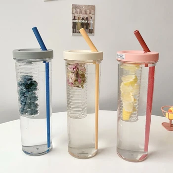 700 ml Plastični Filter Velika Boca za Vodu za Sok Čaj Putovanja Školska Boca za Piće sa Sklopivim Slamom Prijenosni Šalice 2022 Novo