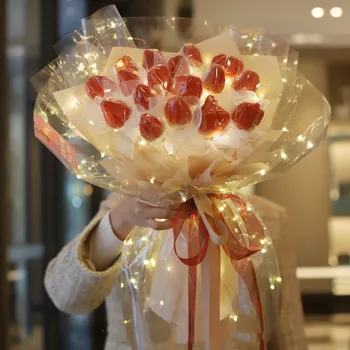 Водоустойчивый vreća pakiranje kutija cvijeta pakiranje S darom stranke trgovine cvijeta Valentinovo Celofan pakiranje Buket led svjetla