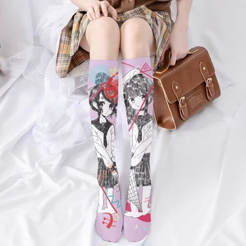 Novi Crtani Anime-Ženske Čarape Srednje Dužine, Slatka Čarape S po cijeloj površini JK za Djevojčice, Tanke Svile Elastične Roza Duge Čarape