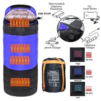 Električni Grijaći Vreća za Spavanje Zimi Toplo USB Punjenje Podesiva Vodootporne Prijenosni Šator Vreća za Spavanje Kamp Vreća za Spavanje