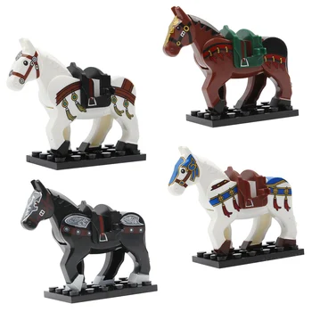 Jedna Rimska Vojna Figura Konja MOC Vojne Srednjovjekovni Vitezovi Konja s Седлами Gradivni Blokovi Model DIY Igračke za Djecu
