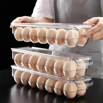 Prozirna PET Hladnjak Držač Za Jaja Polica Torbica s Poklopcem Kuhinja Prozračna Osnovna Hrana Kutija Za Skladištenje Jaja