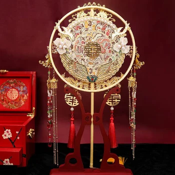 Dekorativni Navijač Dva Kruga Klasični Tradicionalni Kineski Stil Djeveruša Ručni Cvijet Vjenčanje Ukras M58
