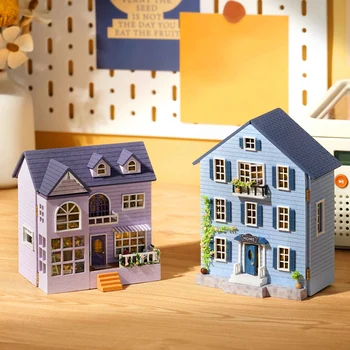 Novi Diy Drveni Minijaturni Construction Set Lutkarske Kuće S Namještajem Svjetlo Molan Casa Lutkine Igračke Ručni Rad Za Djevojčice Božićni Pokloni