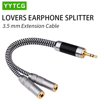 Produžni Kabel Za slušalice 3,5 mm, od muškarca do 2 Žene Aux Audio Kabel Razdjelnik za Slušalice Za iPhone Laptop MP3 Splitter za Slušalice
