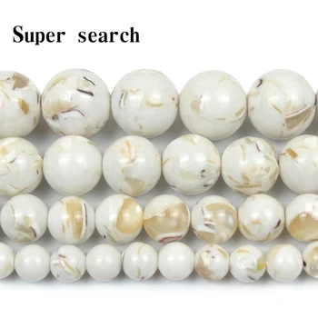 Prirodni Sedef Bijela Trochus Shell 6/8/10/12 mm 15 cm Okrugli Slobodan Perle Za Izradu Nakita, Narukvice Ogrlice