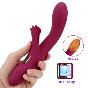 NOVI LCD Zaslon S Grijanom Dildo Vibrator Za Žene Liže Klitoris Vaginalni Maser Analni Čep Ženski Masturbator Erotske Sex-Robe