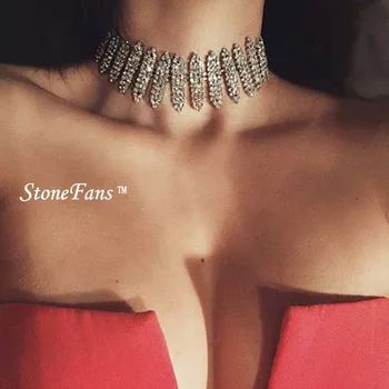 StoneFans Moda Vještački Dijamant Ogrlice Lanci I Ogrlice Za Žene Moda Ovratnik Nabijen Crystal Ogrlicu Maxi Izjava Nakit