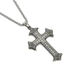 Rhinestones Križ privjesak ogrlica Sa Premazom Od Nehrđajućeg čelika 316L Luksuzni križ ogrlica moda hip-hop ogrlica CARA0558
