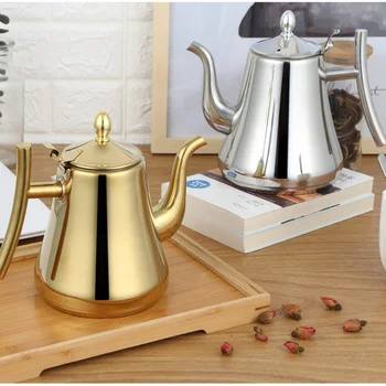 Modni Čaj Zlatne i Srebrne boje sa Filterom Hotelsku za Vodu za čaj, 304 Kuhalo za vodu od nehrđajućeg čelika, 1L/1,5 l/2Л