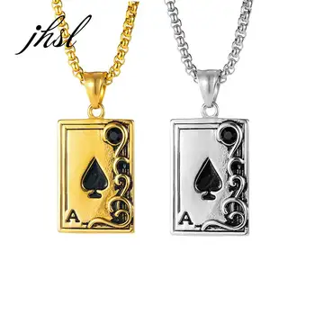 JHSL Muškarci Poker Lopata As Privjesak Ogrlica Zlatna Srebrna Boja Nehrđajućeg Čelika Modni Nakit Poklon