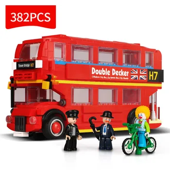 Gradski Velika Britanija London Dva Kata, Crvena Turističkim Autobusom Školski Dva Kata Kolodvor Gradivni Blokovi, Komplet Za Automobil Prijatelji Cigle Dječje Igračke