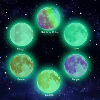 1 kom. Mjesec Fluorescentna Naljepnica s Oblacima 5 cm Crtić Zid Dječje sobe Sjaj u Tami Zidne Naljepnice s Mjesecom i Zemlje Crtani DIY 3D