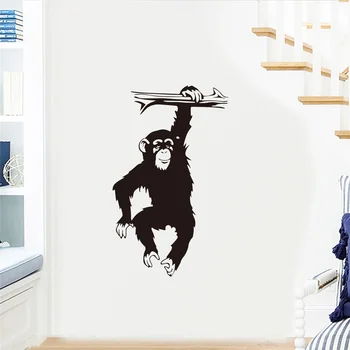 Čimpanze Vise Na Ветках Naljepnice Za Zid Za Dječje Sobe Dječje Sobe Vrata Desktop Vinil Majmun Samoljepljive Etikete Kućni Dekor