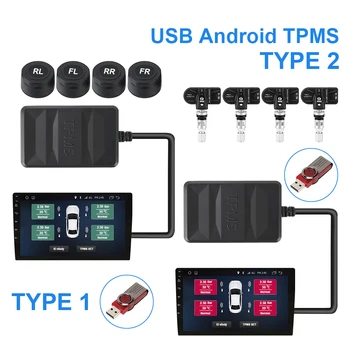 TPMS Senzor Sustav Kontrole Tlaka U Gumama USB Android Zamjena Guma 4 Unutarnje Vanjske Senzor Za Auto-Radio, DVD Player