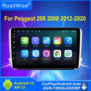 Auto Radio Roadwise 2 din Multimedia Android Za Peugeot 208 2008 2012 2013 2014 2015 2016 - 2020 4G Wifi GPS DVD BT Carplay 2din