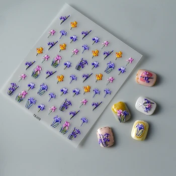 Ljubičasto Cvijeće Irisa 5D Naljepnica Za Nokte u DIY Manikura, Gel-Lak Klizač Za Prijenos Nokte Kornjače
