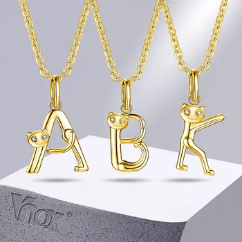 Vnox Ženske Početni Ogrlice A-Z sa Slatkim Ovjes u obliku Mačke, Šik Zlatnu ogrlicu sa Slovima od Nehrđajućeg Čelika, Poklon Nakit