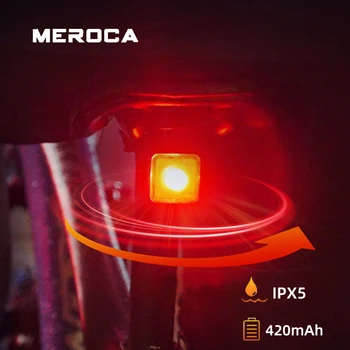 MEROCA Biciklistička dugo Svjetlo Inteligentni Senzor Kočnice Lampa za MTB Cestovnog Bicikla Noćnog Putovanja, Upozoravajuća Žaruljica Sigurnosnog Pribora za Bicikle