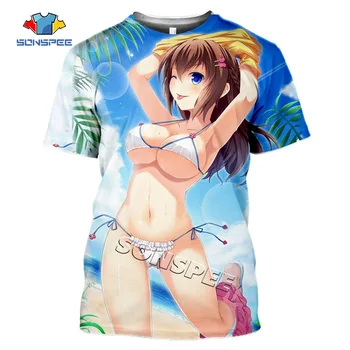 SONSPEE Ljeto plaža Primorska seksi Majica sa po cijeloj površini anime djevojke, Modne muške Majice, zabavne Majice u stilu hip-Hop, Harajuku, Majice s kratkim rukavima