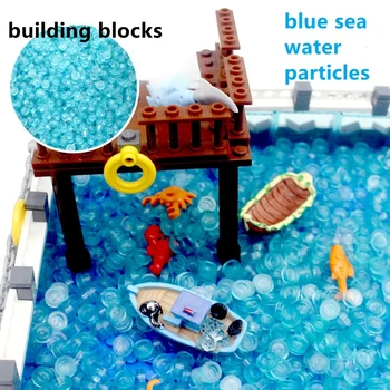 Svestrani Mali Cigle 6141 Ploča 1x1 Cijele Prozirne Plave Cigle, Blokovi Ocean Morski Pejzaž Dijelu Morske vode Kuća DIY Igračke