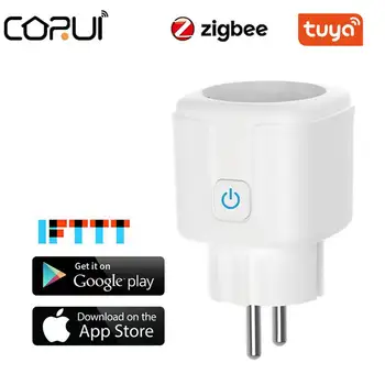 CORUI EU ZigBee Pametna Utičnica Utičnica Monitor Funkcija Sinkronizacije Tuya aplikaciju Smart Life Alexa Google Home Glasovno Upravljanje Utičnica