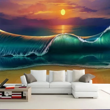 3D Pozadine Ulje na platnu Oceanski Valovi Krajolik Slike Zidne Freske Dnevni boravak Spavaća soba Pozadina Zidni Kućni Dekor Papel De Parede