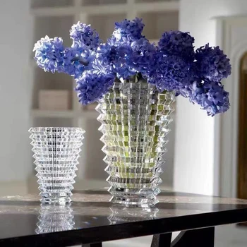 Nordijsko kristalna Vaza Za Suhog Cvijeća trg kristalna Prozirna zdjela mala prosječna ovalni vaza poklon